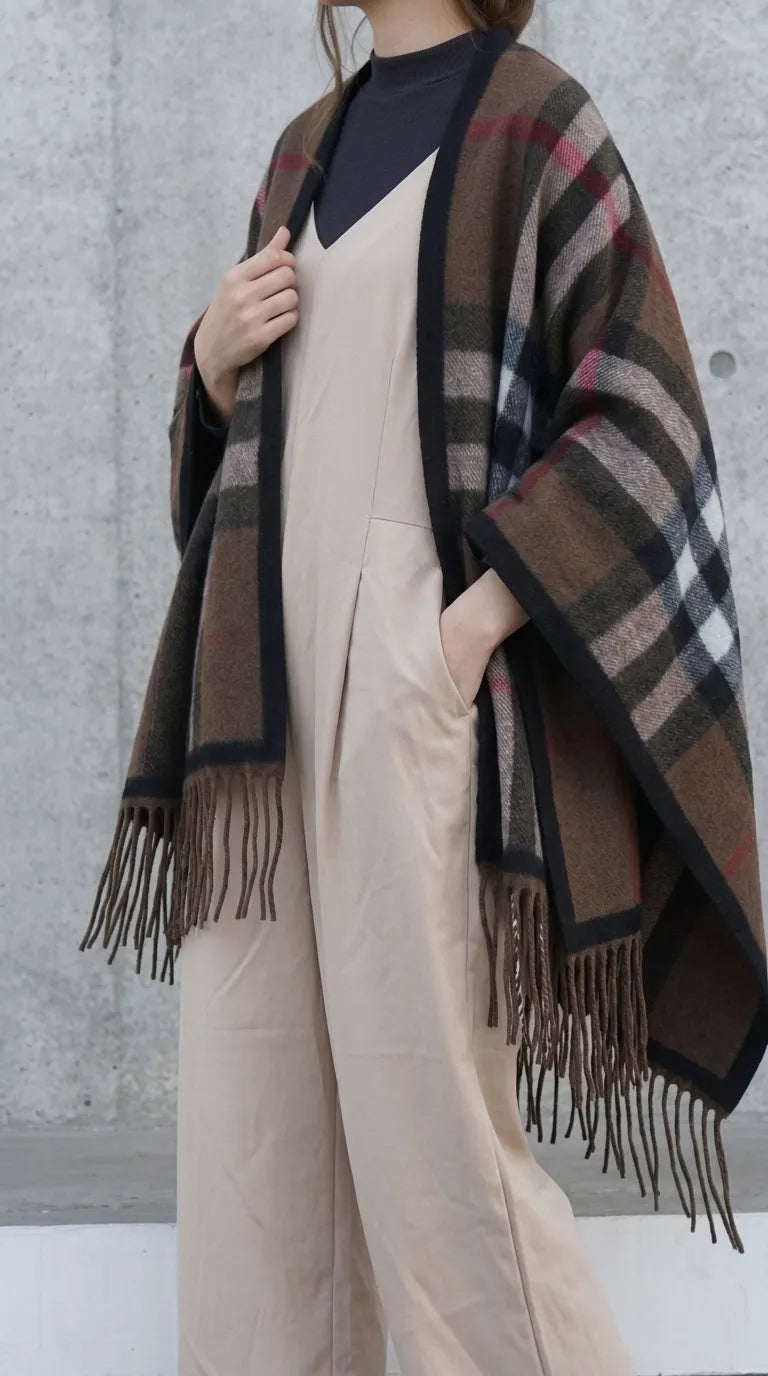 Brown Acrylic Cape Shawl PW610202