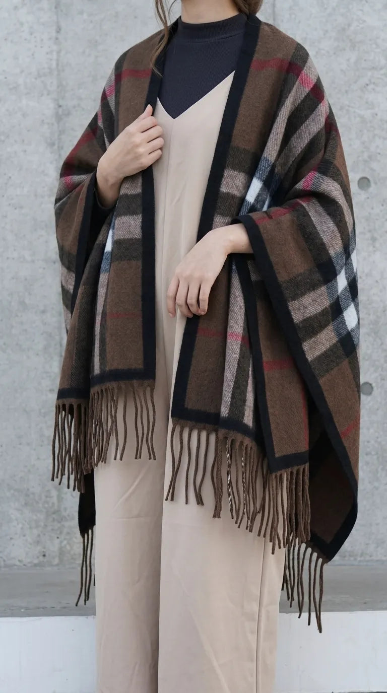 Brown Acrylic Cape Shawl PW610202