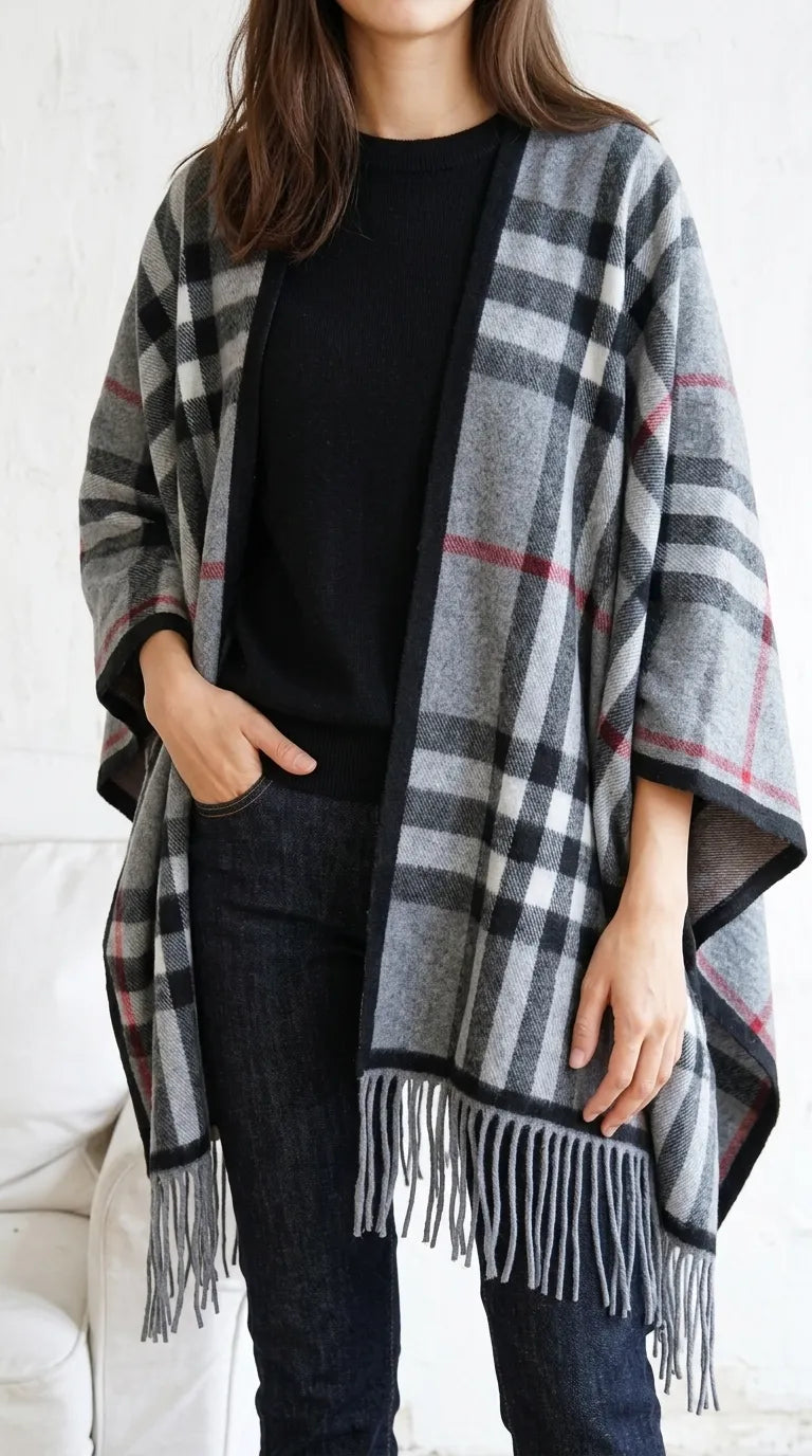 Grey Acrylic Cape Shawl PW610207
