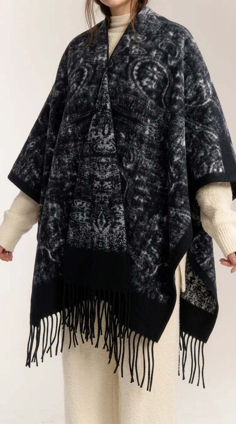 Black Acrylic Cape Shawl PW610501