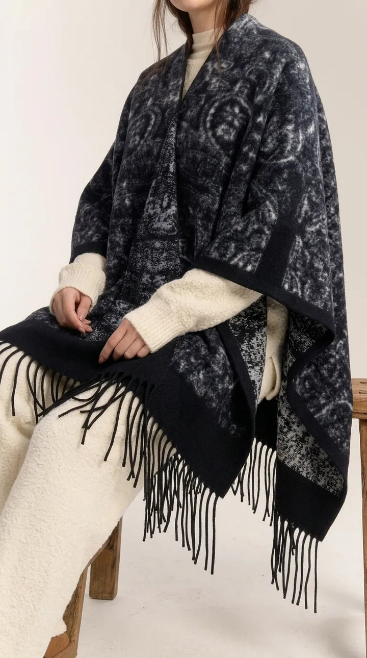 Black Acrylic Cape Shawl PW610501