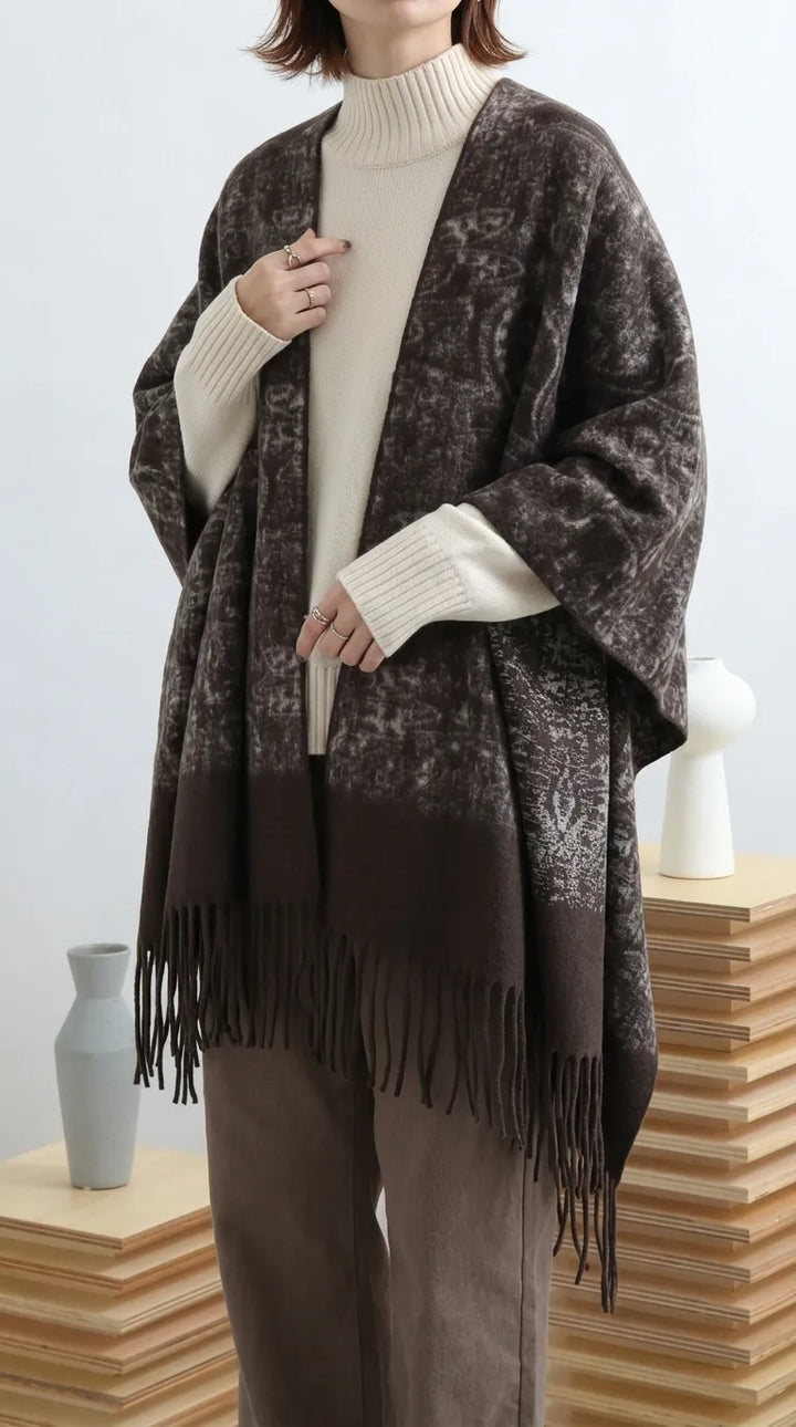 Brown Acrylic Cape Shawl PW610502