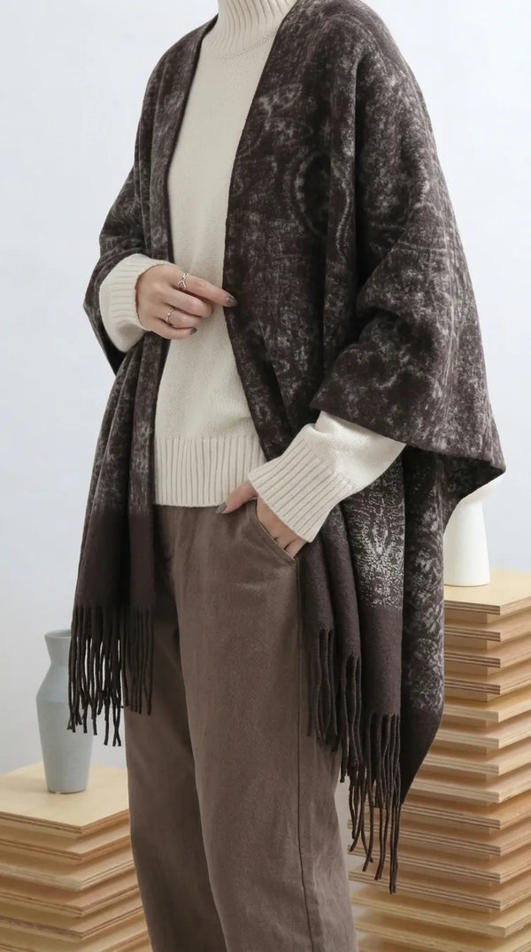 Brown Acrylic Cape Shawl PW610502