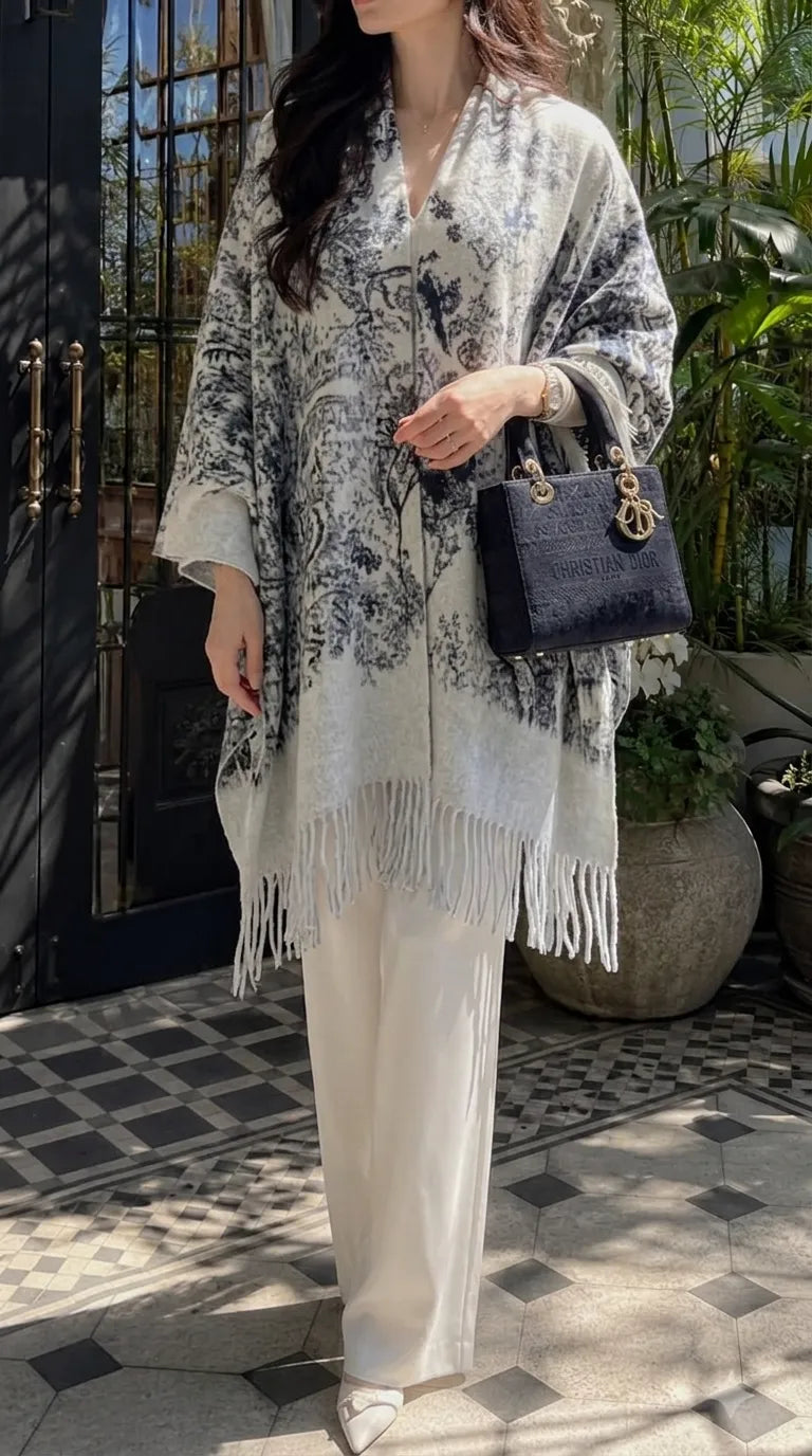 Grey Acrylic Cape Shawl PW610507
