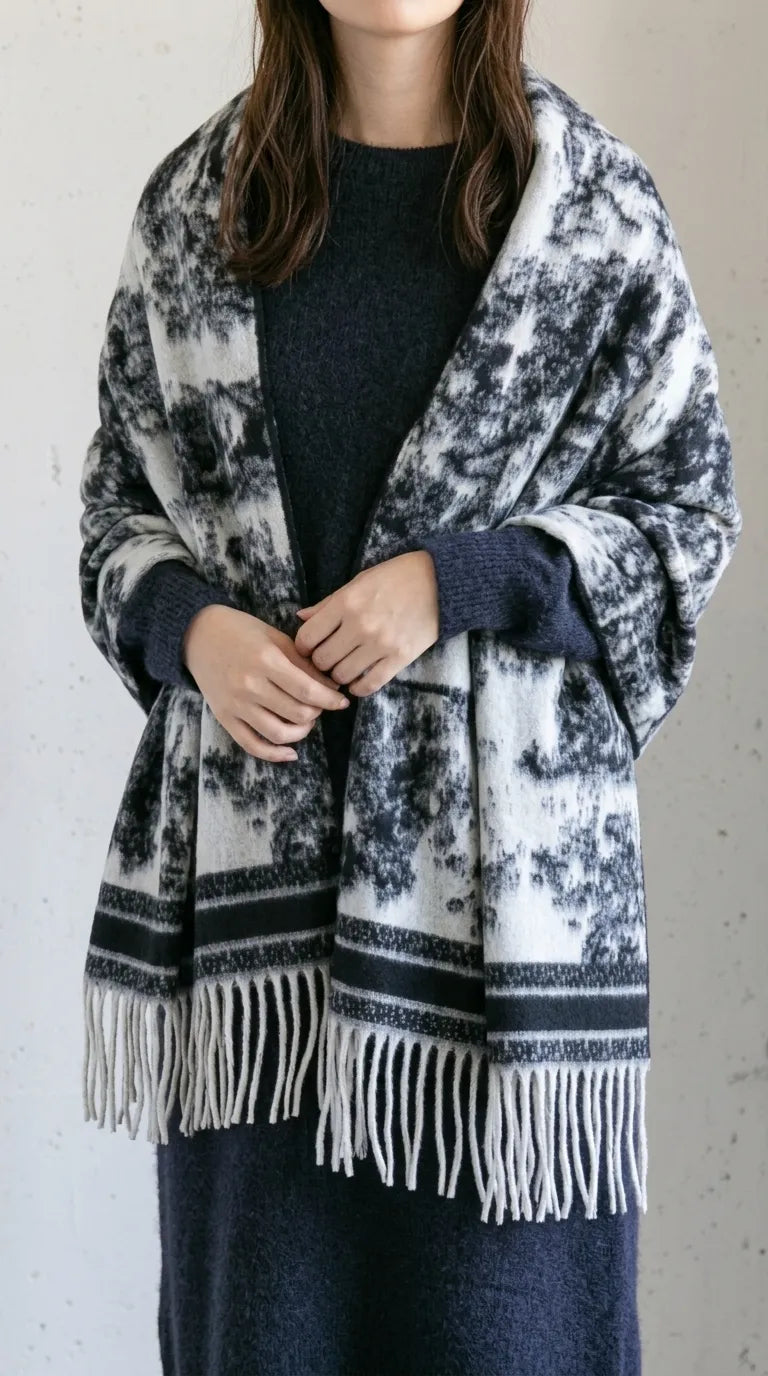 Black Acrylic Cape Shawl PW610601