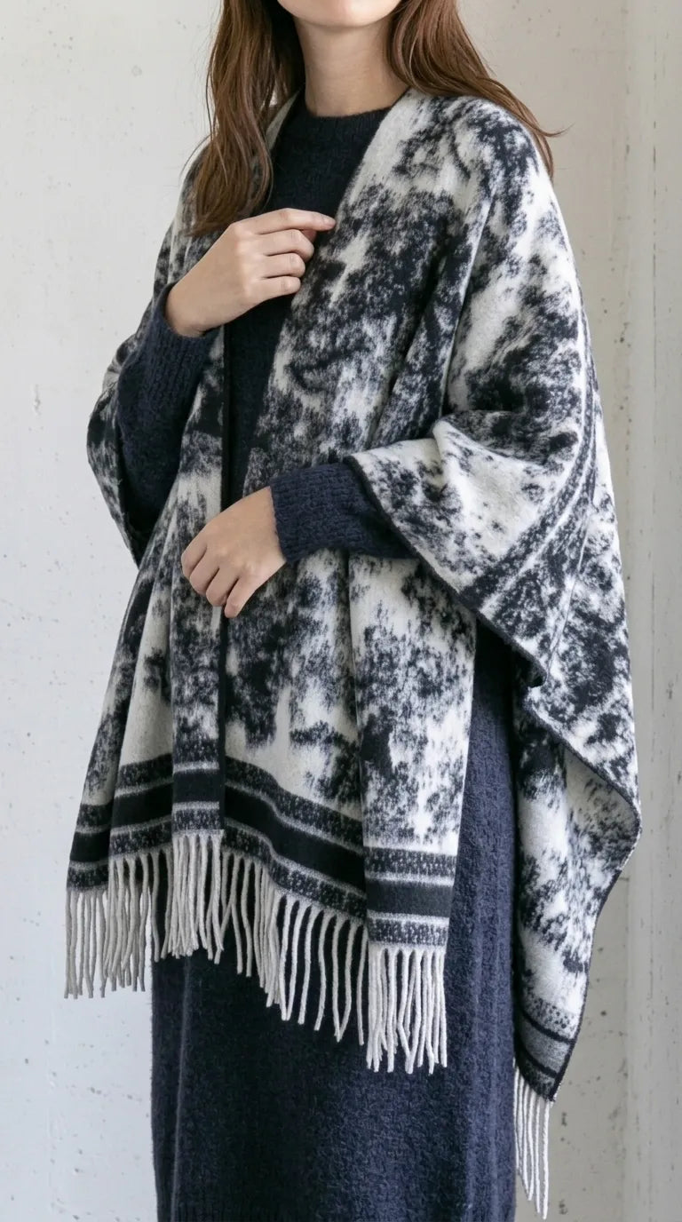 Black Acrylic Cape Shawl PW610601