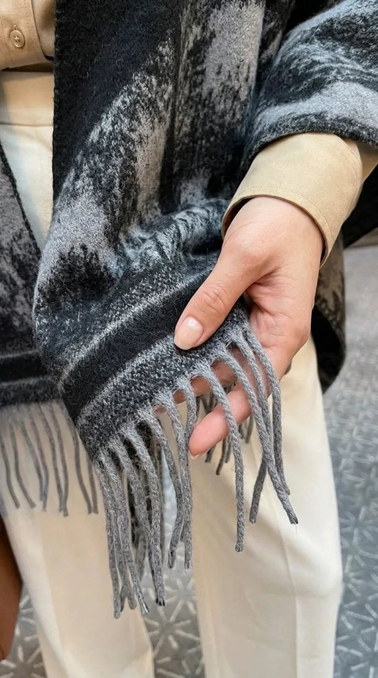 Black Acrylic Cape Shawl PW610701