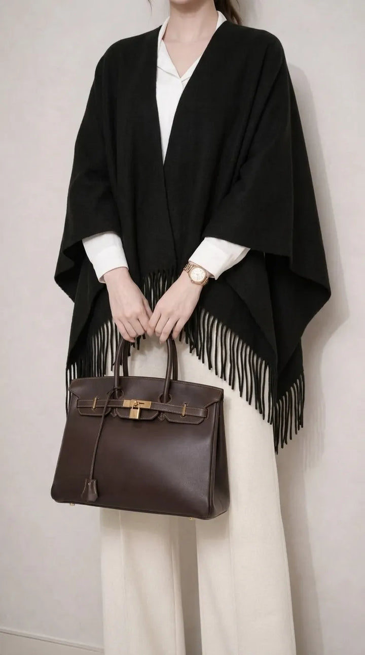 Black Acrylic Cape Shawl PW610801