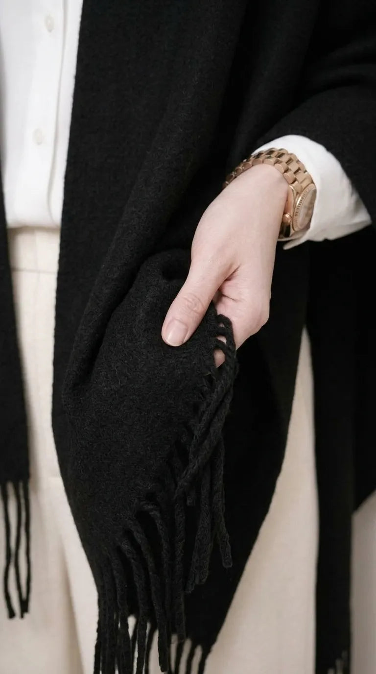 Black Acrylic Cape Shawl PW610801