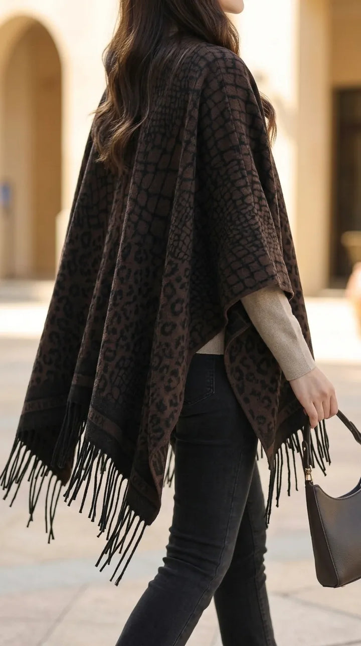 Brown Acrylic Cape Shawl PW611202