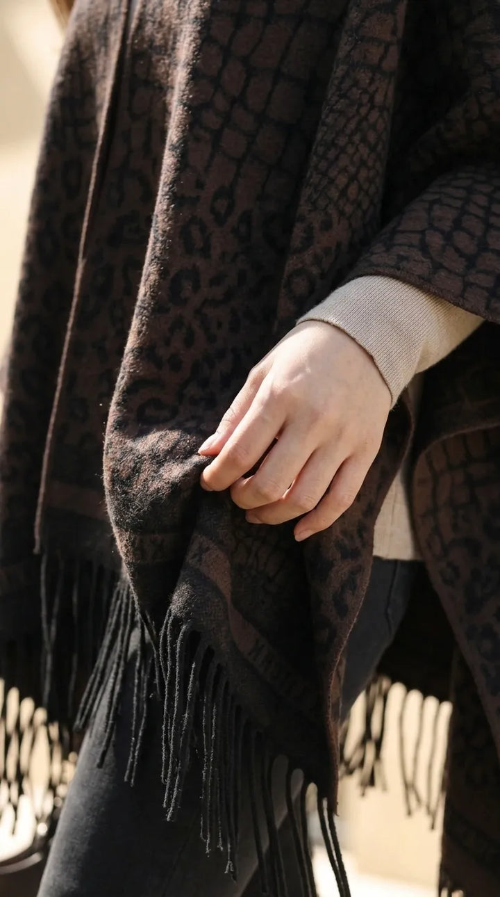 Brown Acrylic Cape Shawl PW611202