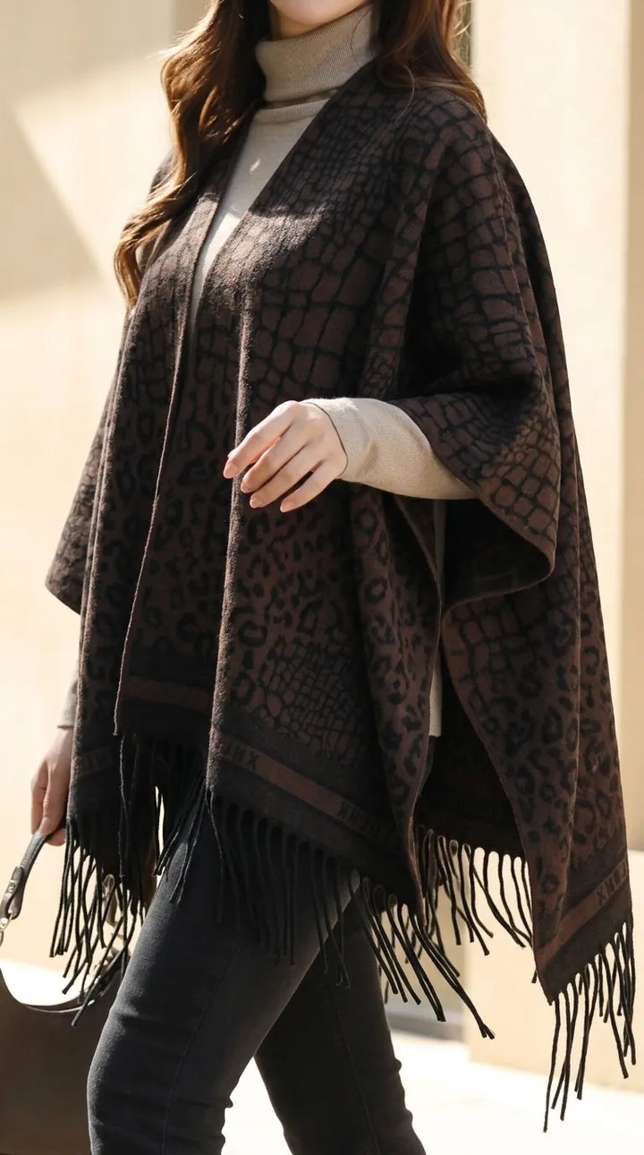 Brown Acrylic Cape Shawl PW611202