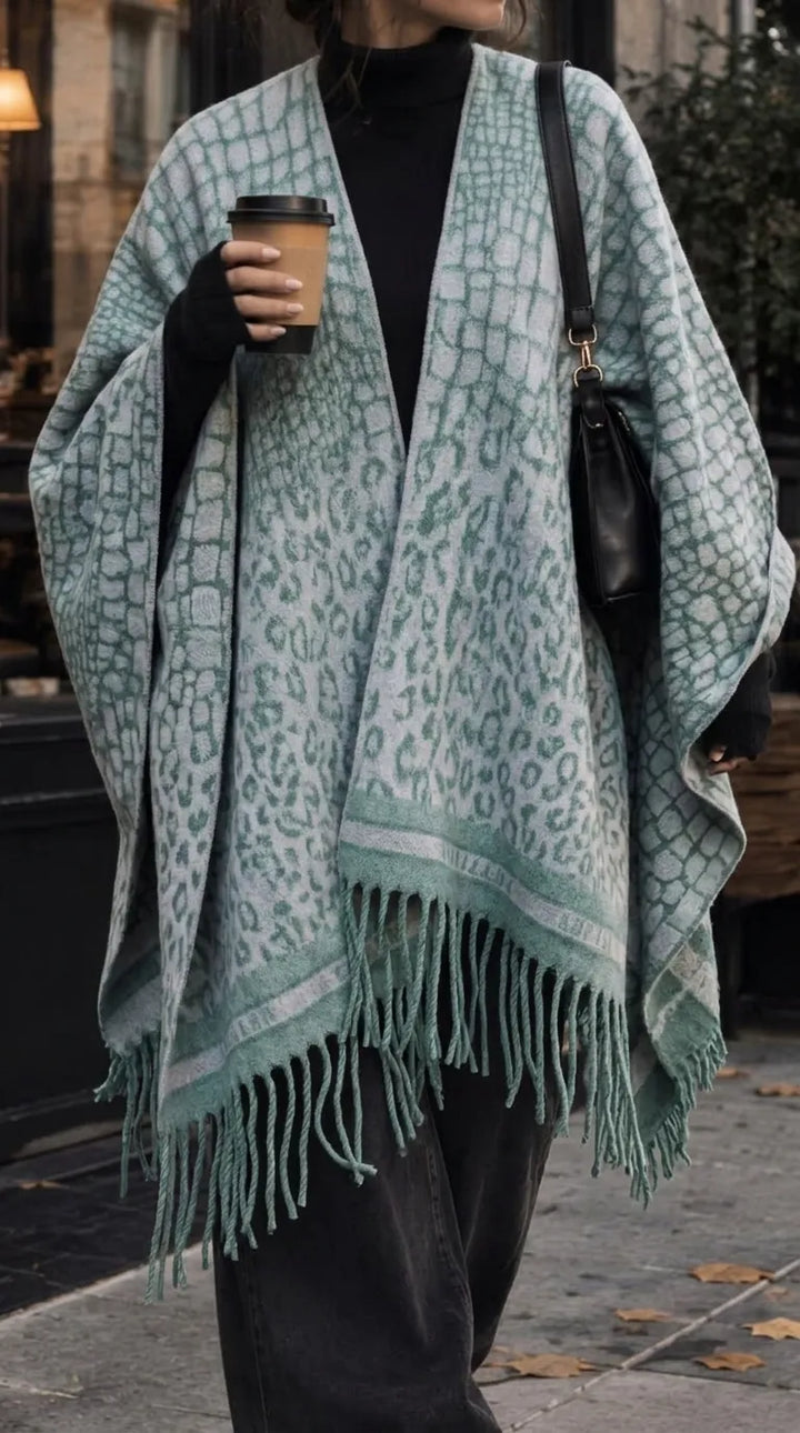 Green Acrylic Cape Shawl PW611311
