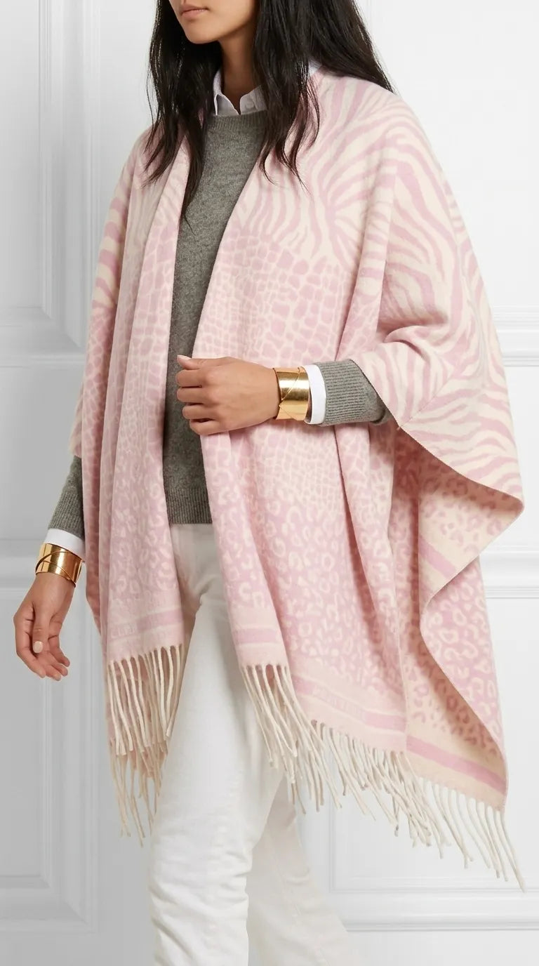 Pink Acrylic Cape Shawl PW611318