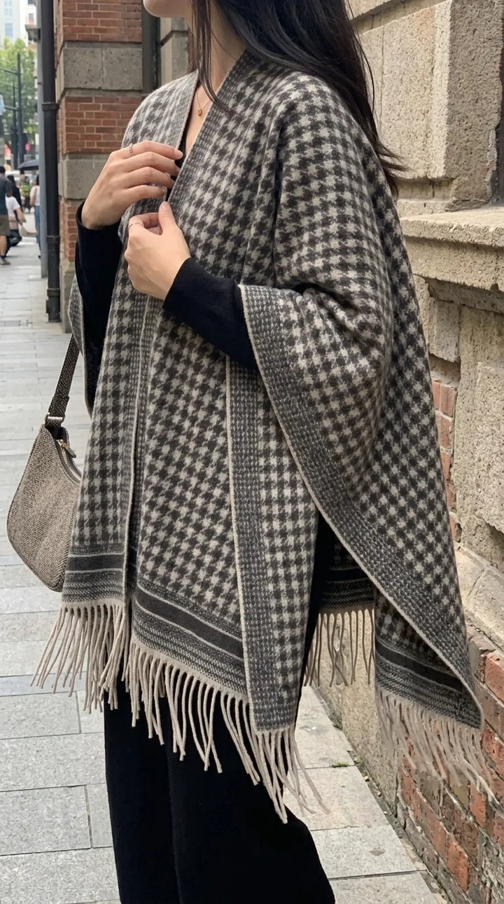 Brown Acrylic Cape Shawl PW611402