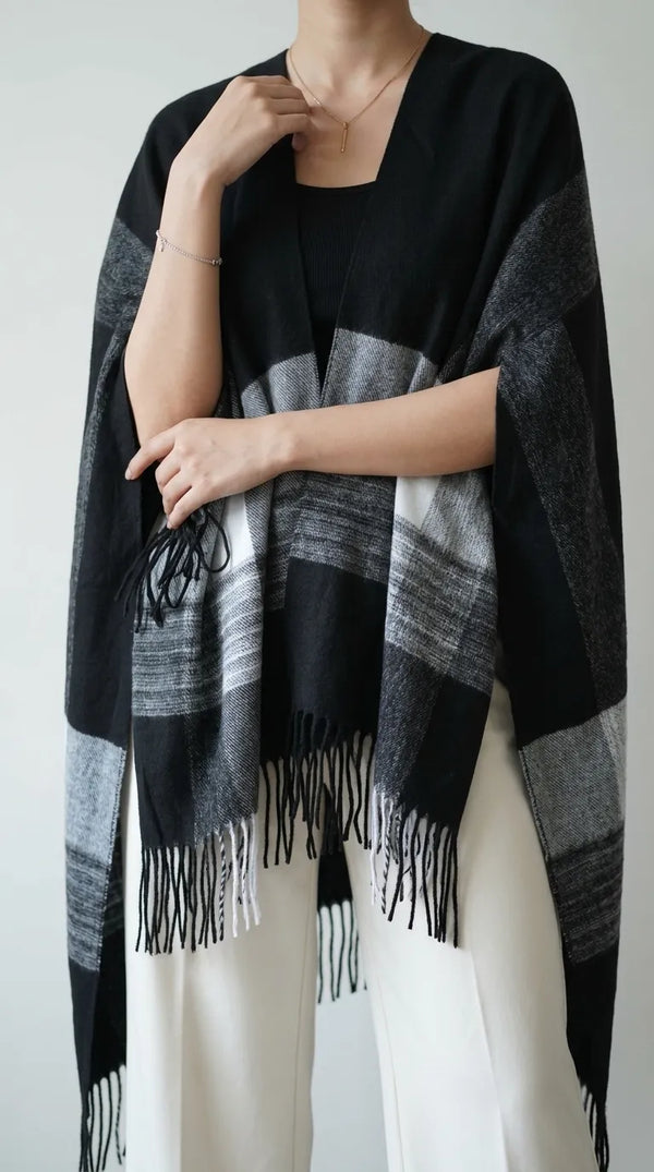 Black Acrylic Cape Shawl PW611801