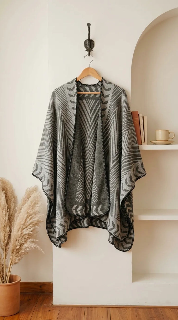 Grey Acrylic Cape Shawl PW611907