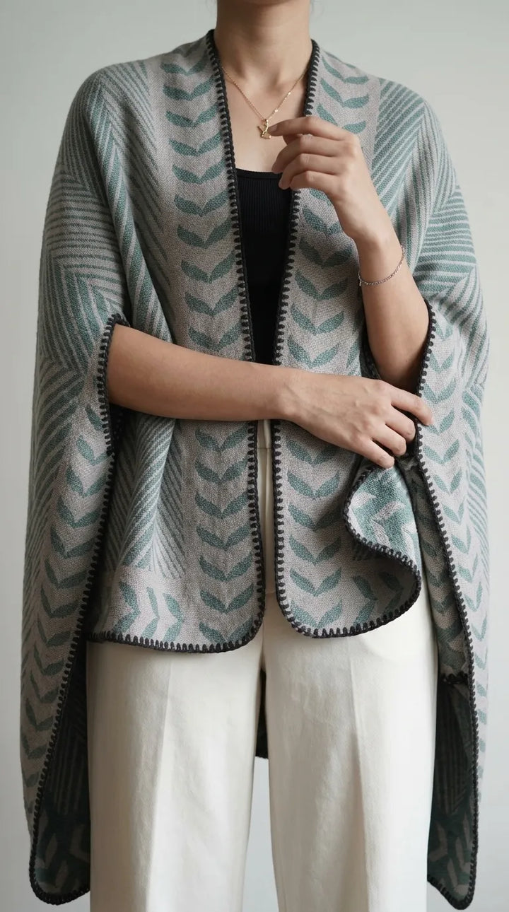 Green Acrylic Cape Shawl PW611911