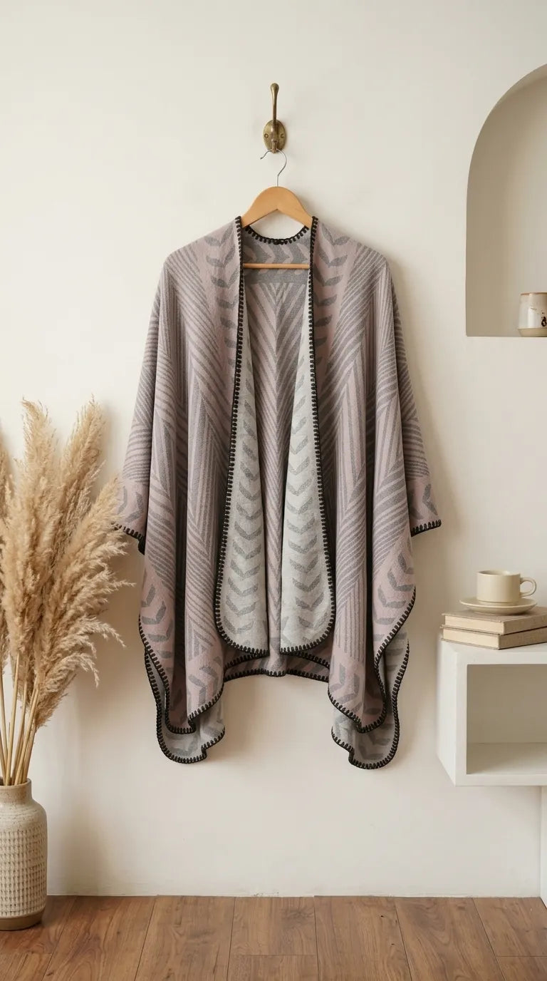 Pink Acrylic Cape Shawl PW611918