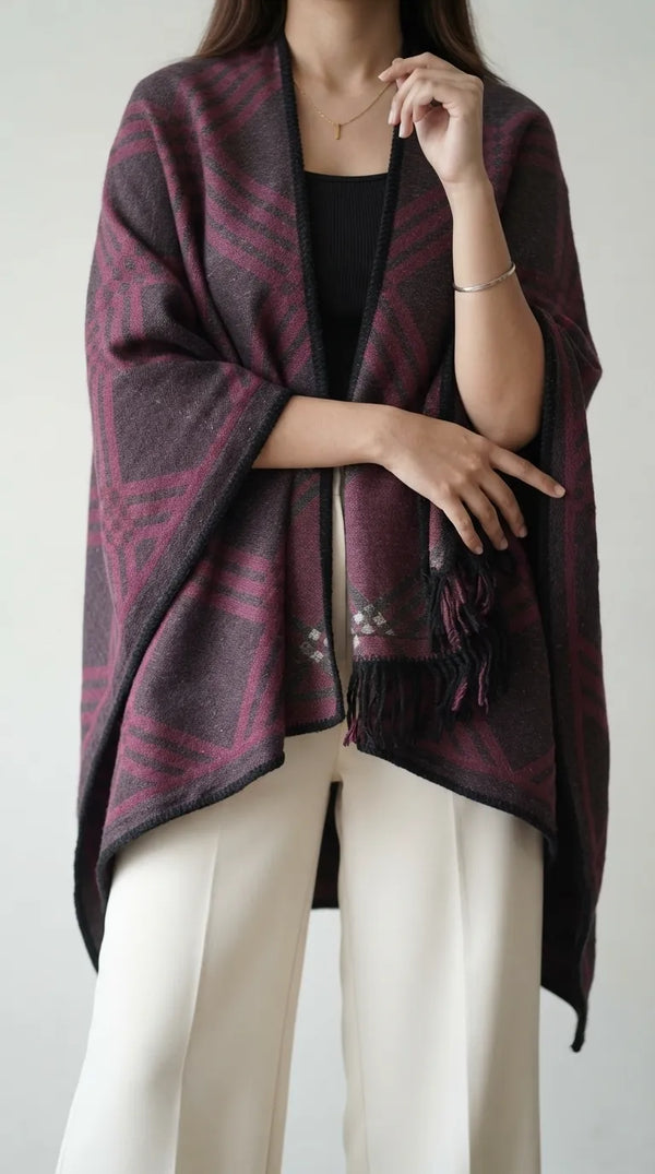 Pink Winter Cape Shawl PW612018