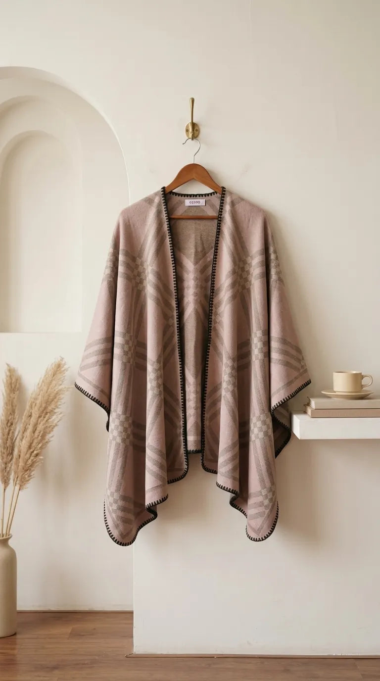 Peach Acrylic Cape Shawl PW612023