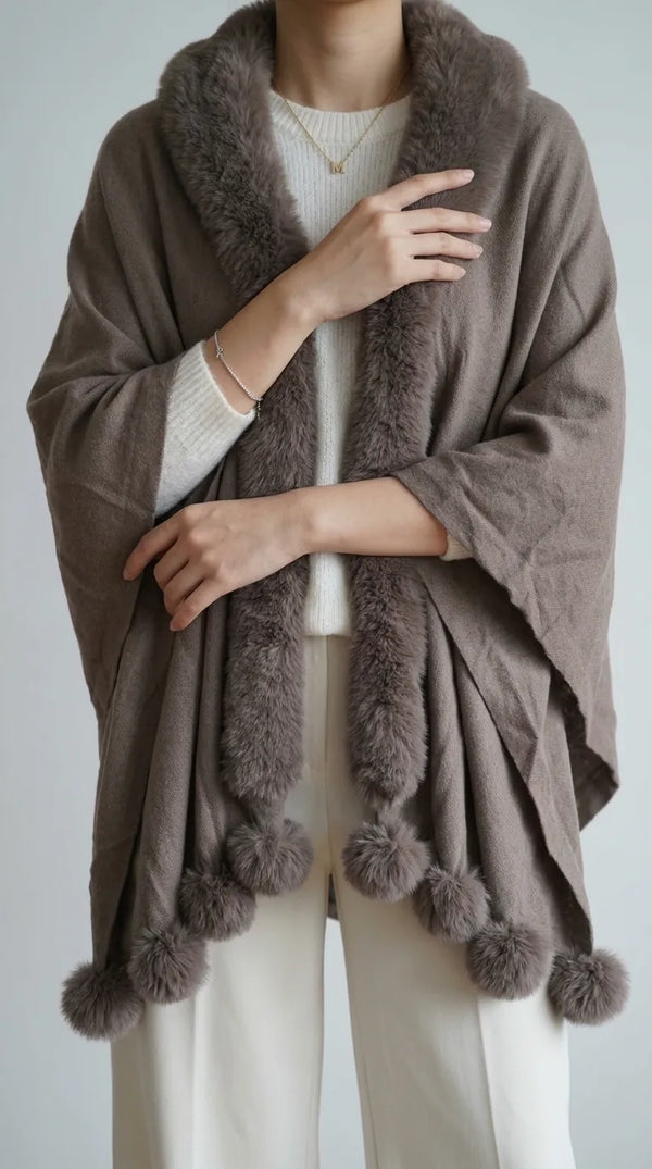Brown Winter Cape Shawl PW612902