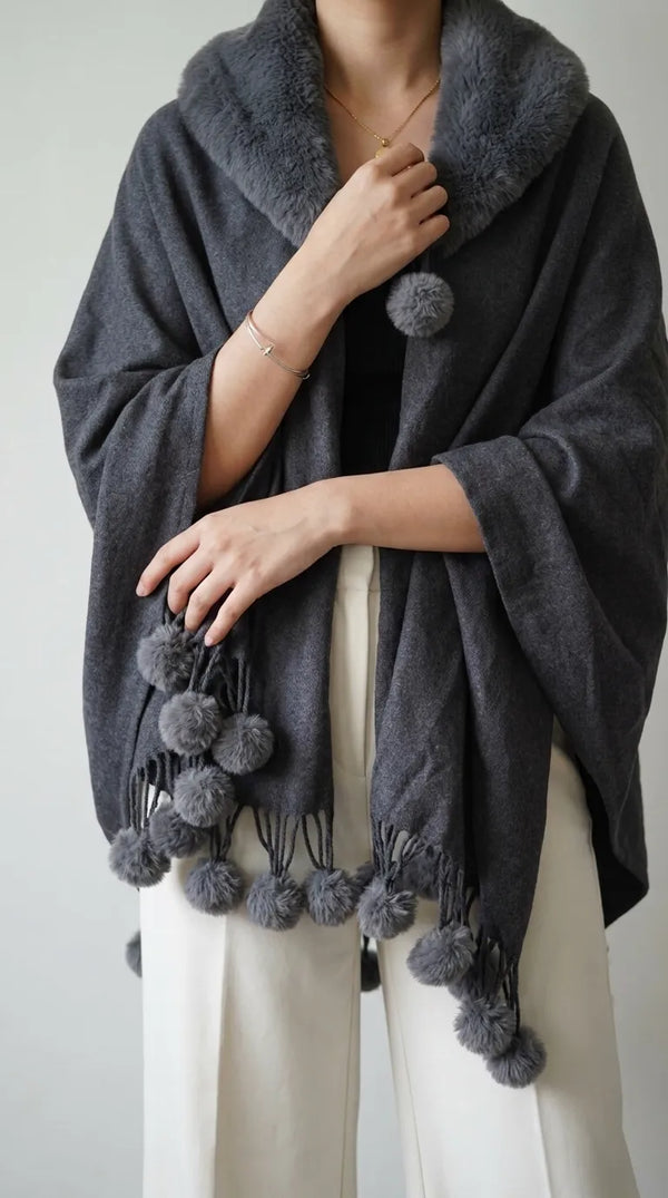 Grey Acrylic Cape Shawl PW613007
