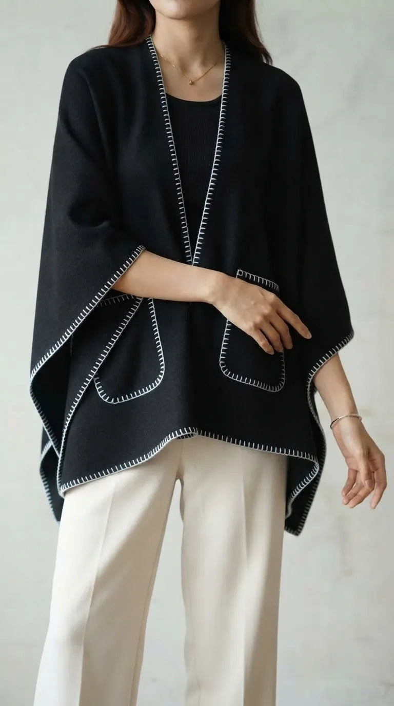 Black Acrylic Cape Shawl PW613201