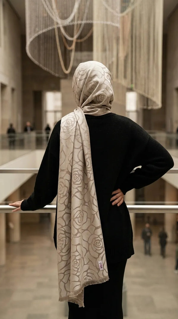 Cream Winter Acrylic Stole PW613808