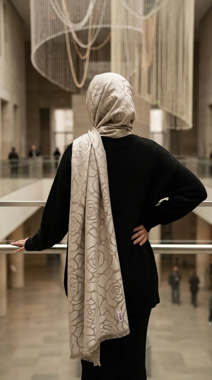 Cream Winter Acrylic Stole PW613808