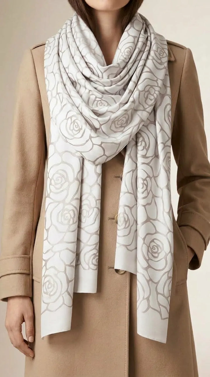 Cream Winter Acrylic Stole PW613808