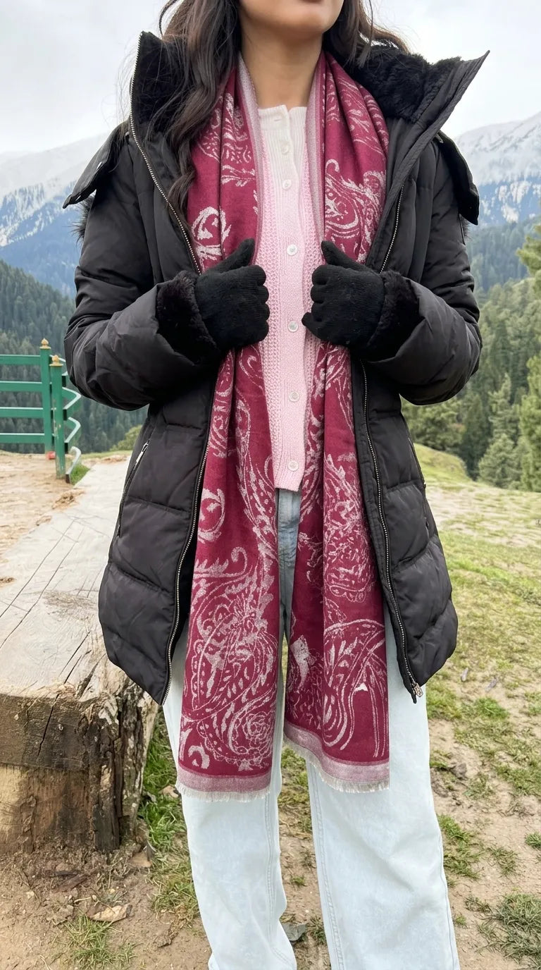 Red Winter Acrylic Stole PW614013