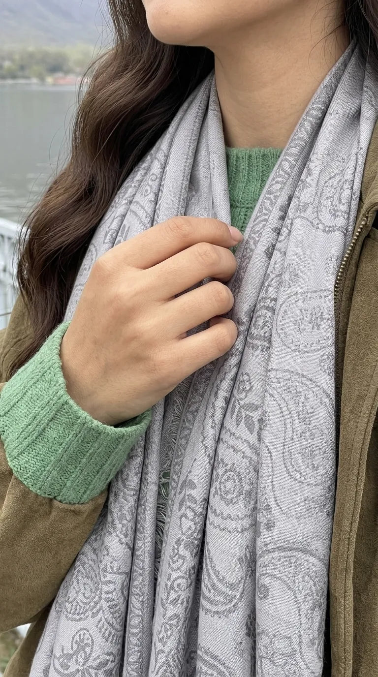 Grey Winter Acrylic Stole PW614107