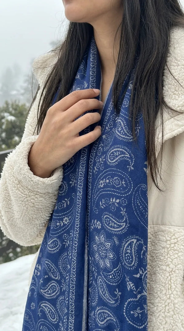 Navy Winter Acrylic Stole PW614148
