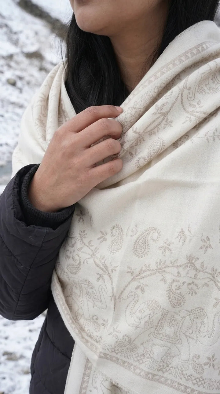 Cream Winter Acrylic Stole PW614208