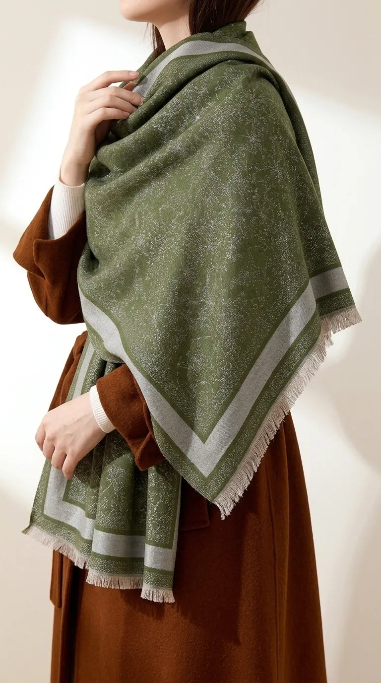 Green Winter Acrylic Stole PW614311