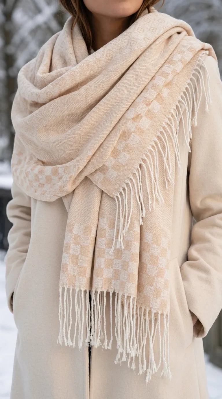 Beige Winter Acrylic Stole PW614862