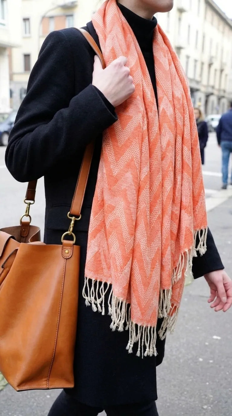 Orange Winter Acrylic Stole PW615225