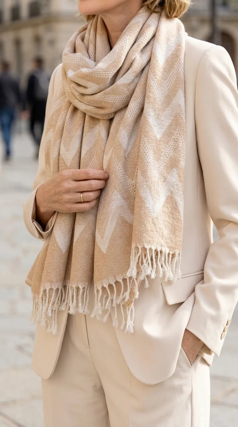 Beige Winter Acrylic Stole PW615262