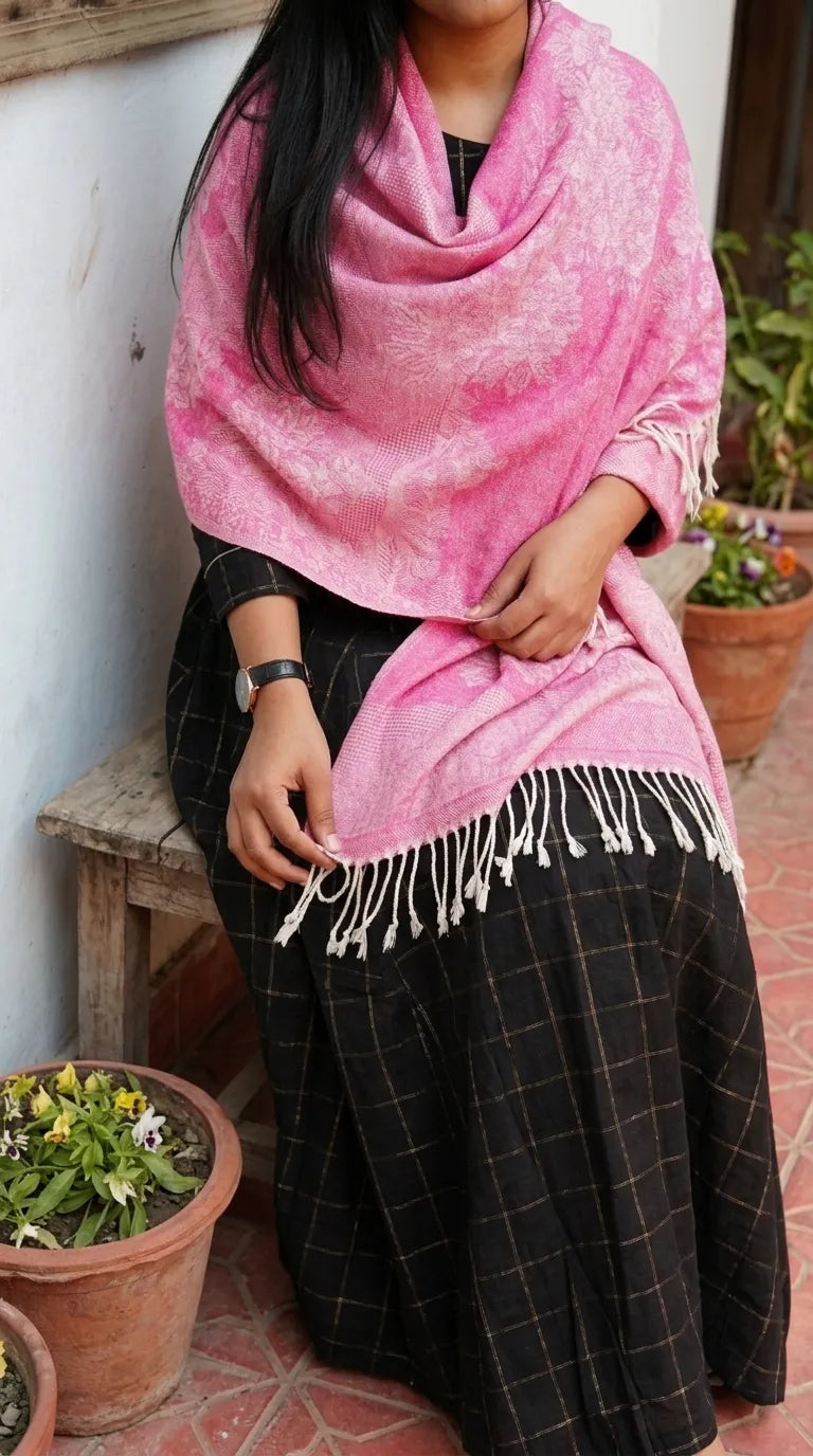 Pink Winter Acrylic Stole PW615618