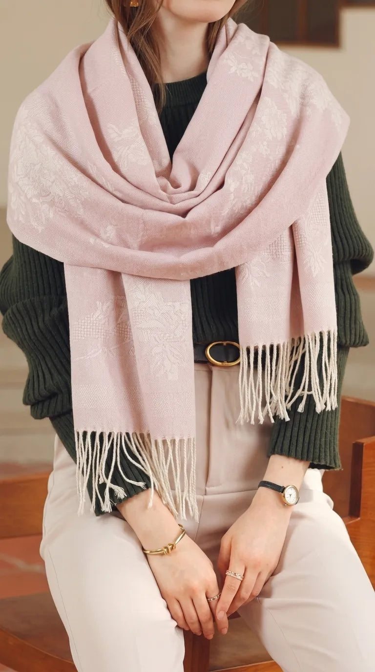 Tea Pink Winter Acrylic Stole PW6156B1