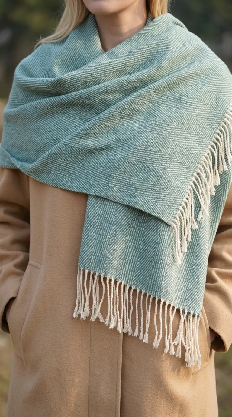 Green Winter Acrylic Stole PW615911