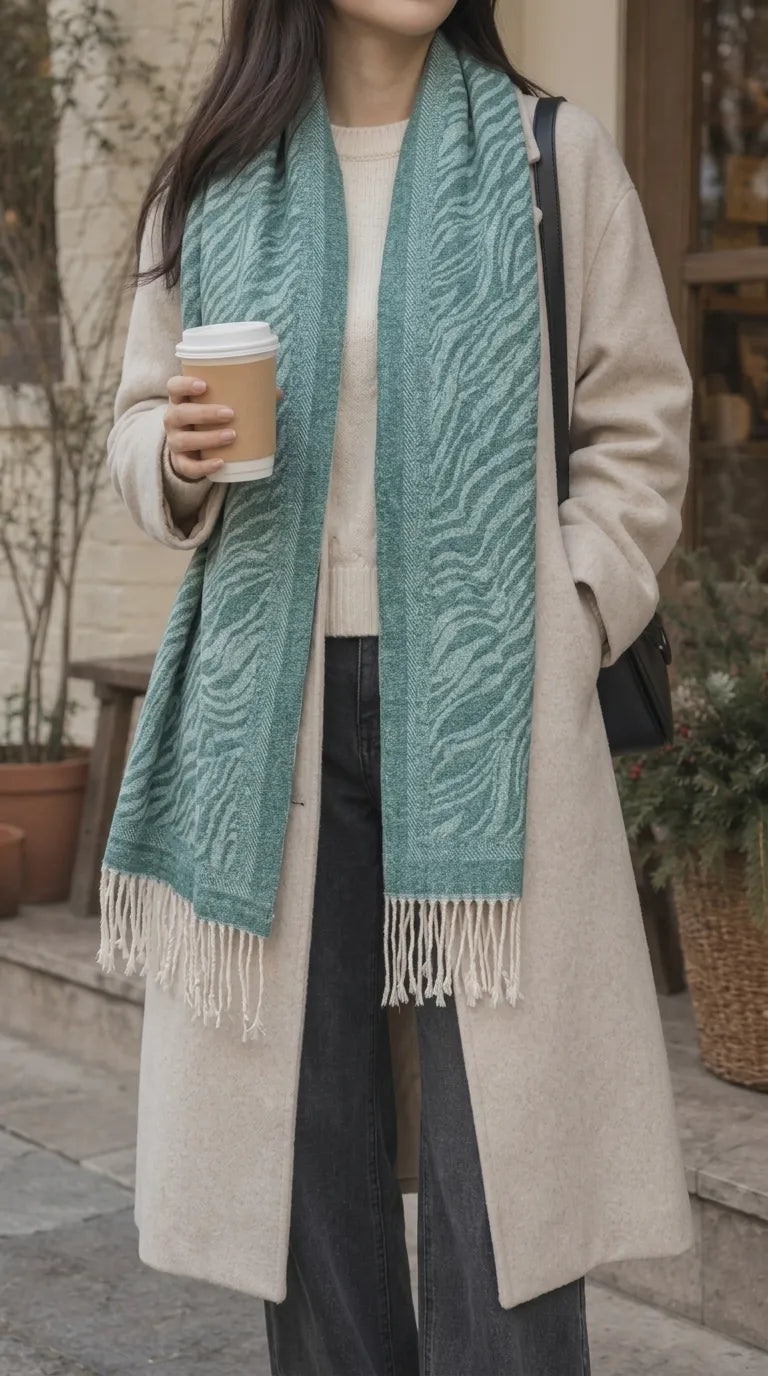 Green Winter Acrylic Stole PW616311