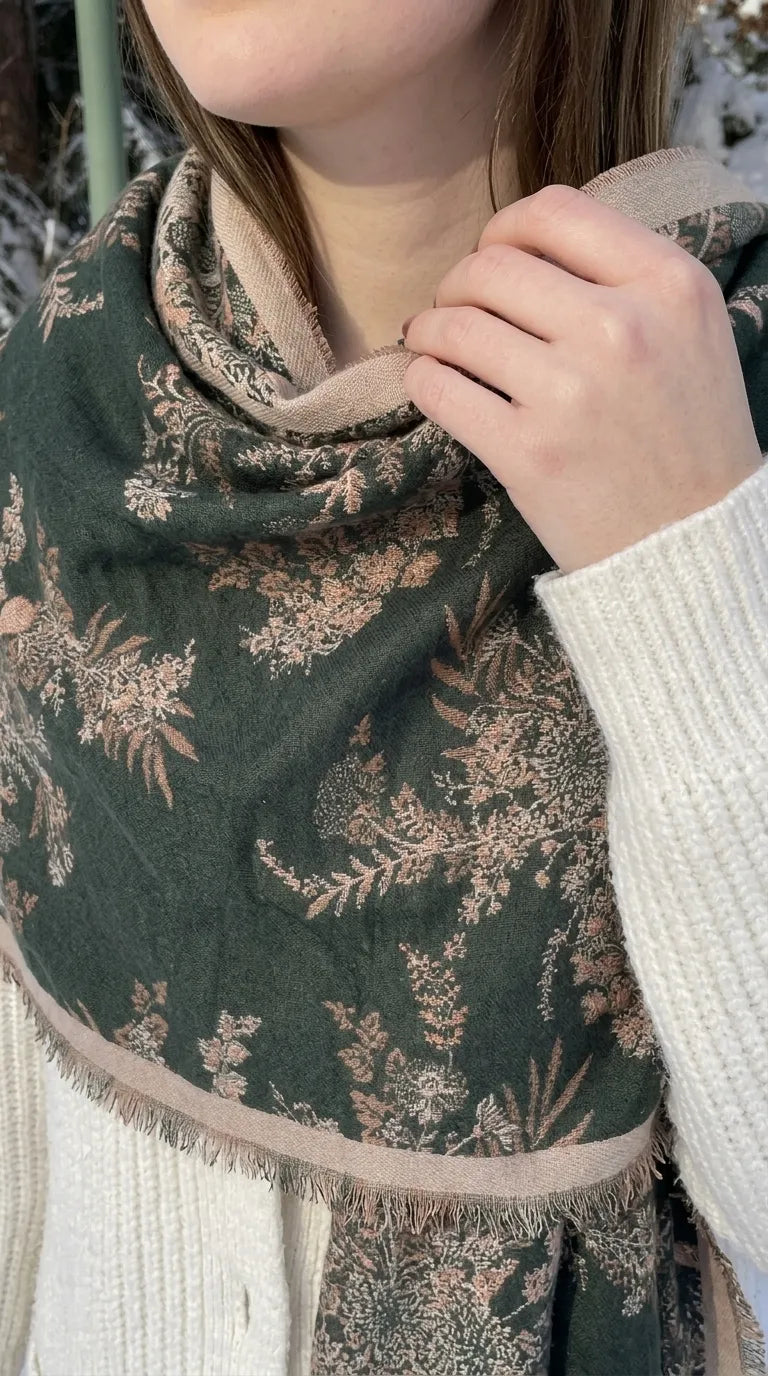 Olive Winter Acrylic Stole PW616540