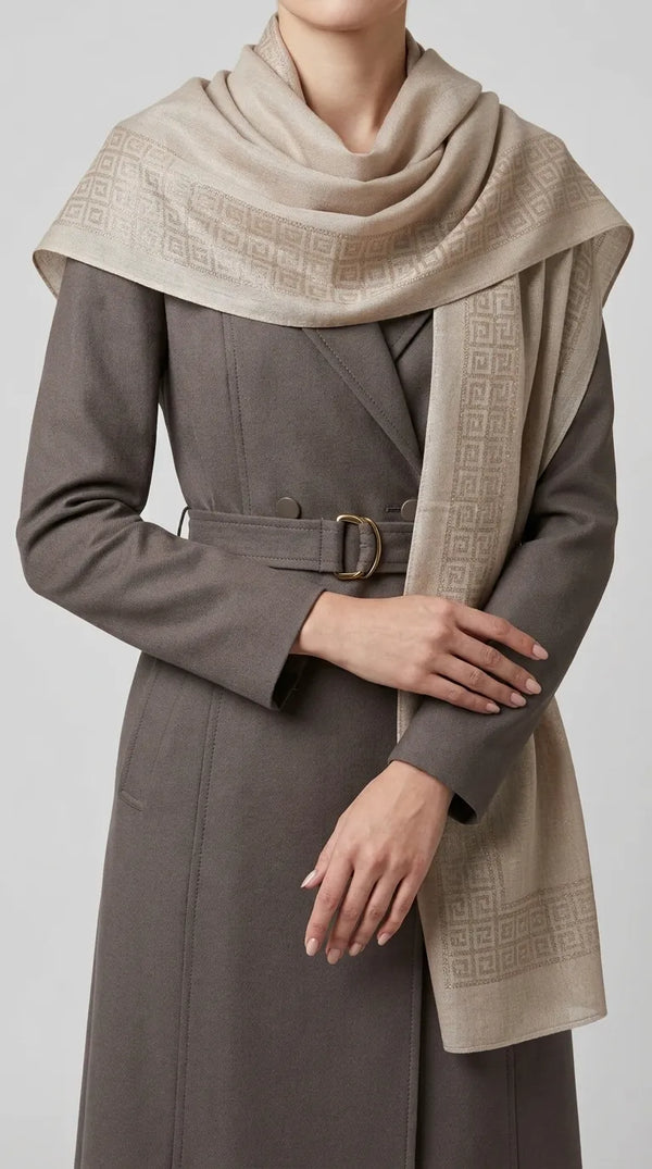 Cream Winter Acrylic Stole PW617408