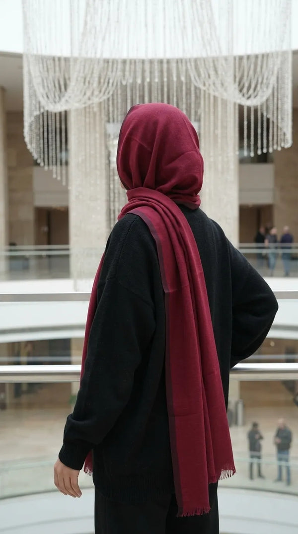 Maroon Winter Acrylic Shawl PW618605
