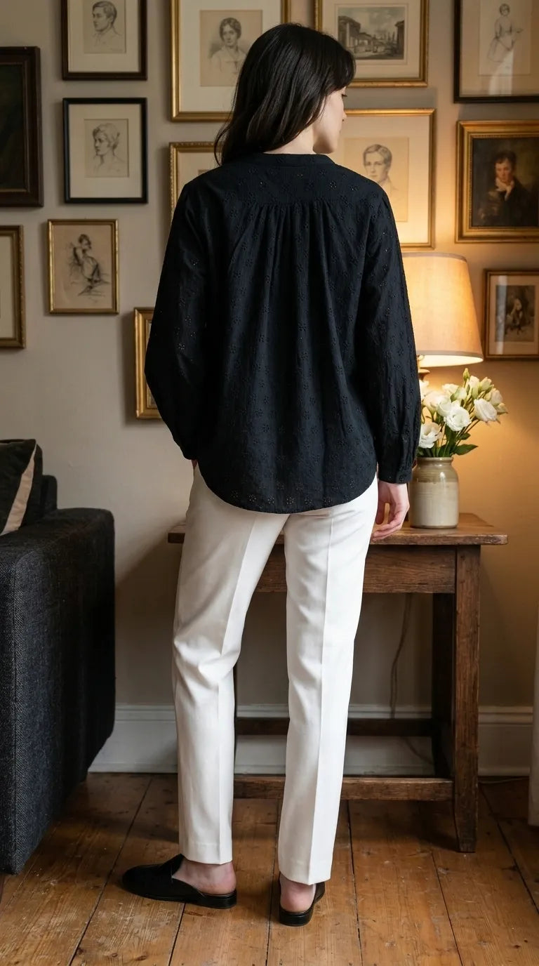 Black Embellished Stitched Shirt PW625301