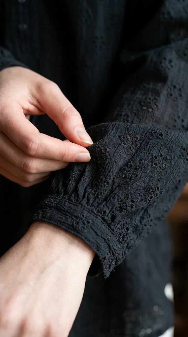 Black Embellished Stitched Shirt PW625301