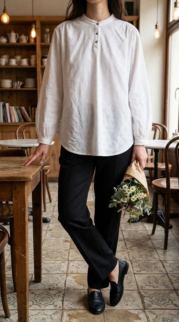 White Embellished Stitched Shirt PW625409