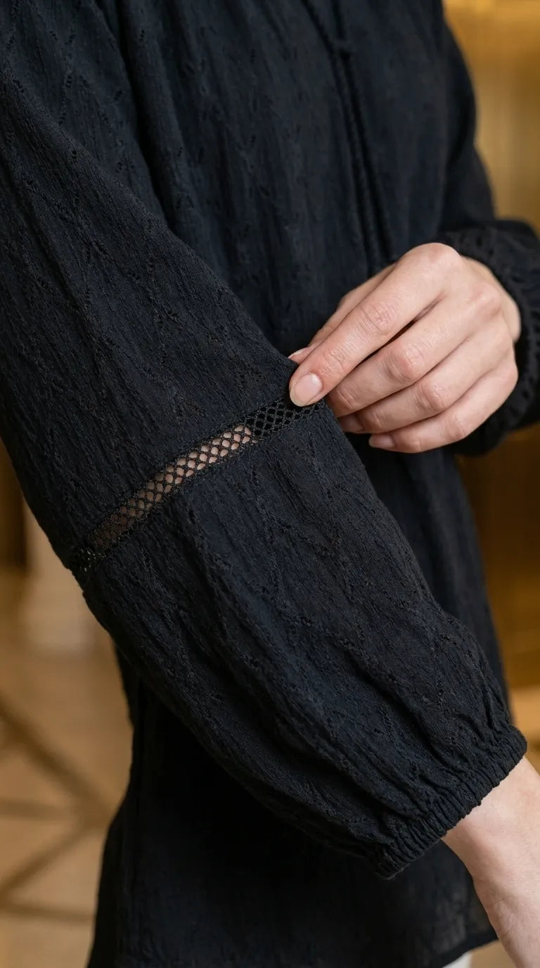 Black Embellished Stitched Shirt PW625501